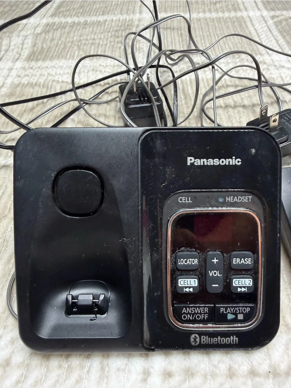 Panasonic Black Cordless Phone Set with Dual Handsets